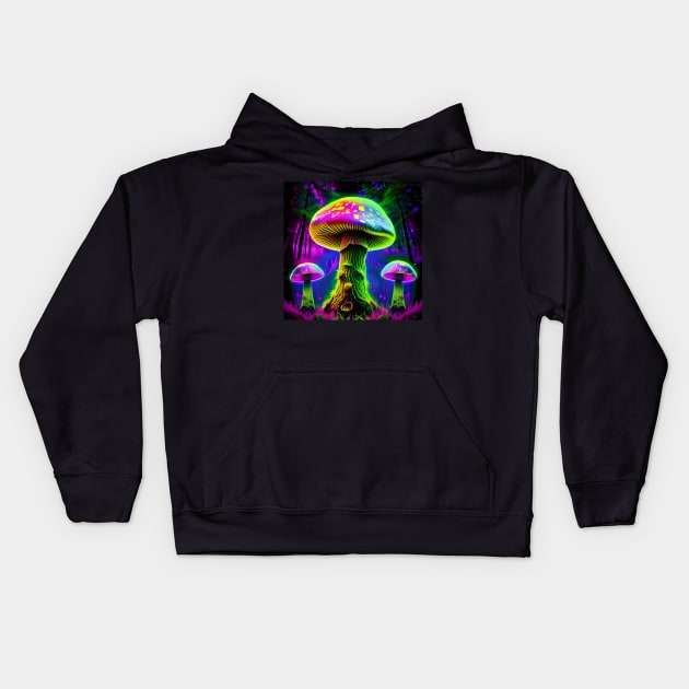 Shrooms Blacklight Poster Art 34 Kids Hoodie by Benito Del Ray